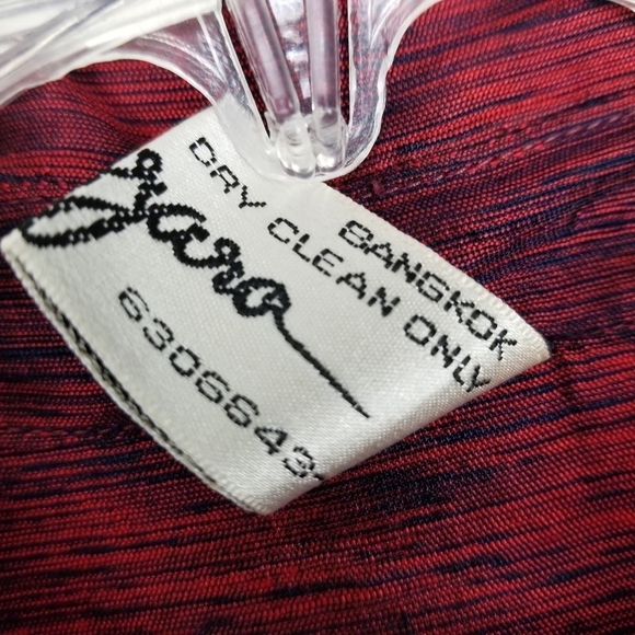 Couture Mazzaro Womens Button Blouse Jacket Red Black Sheen Size Large Vintage - Picture 5 of 7